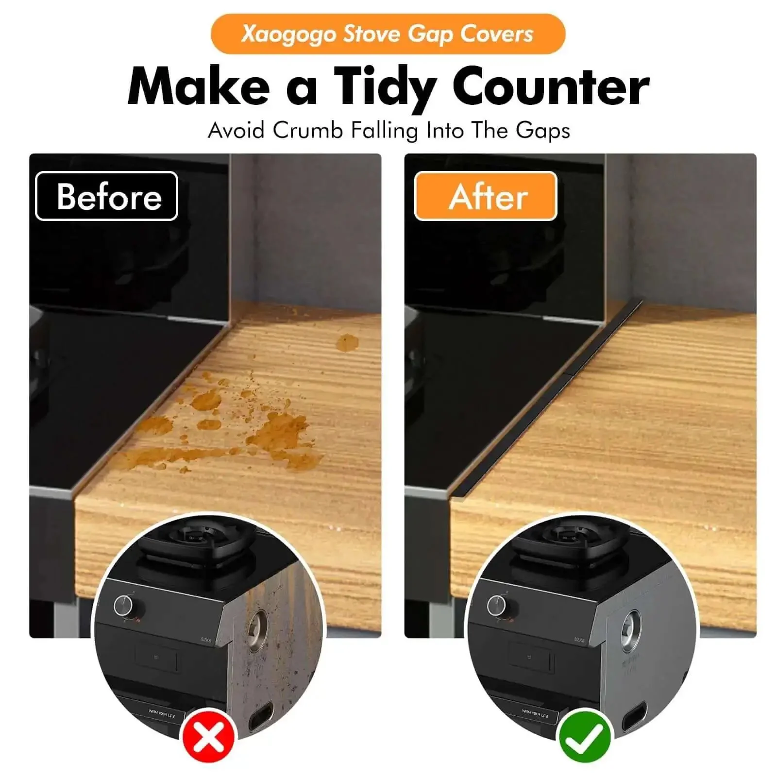 Two Pack Stove Gap Covers, Adjustable From 13.8 To 27.5 Inches, Heat Resistant And Easy Clean Gap Filler For Between Stove And Counter, Kitchen Range Trim Kit, Stops Crumbs And Gunk, Keeps Surfaces Sleek And Seamless - Image 8