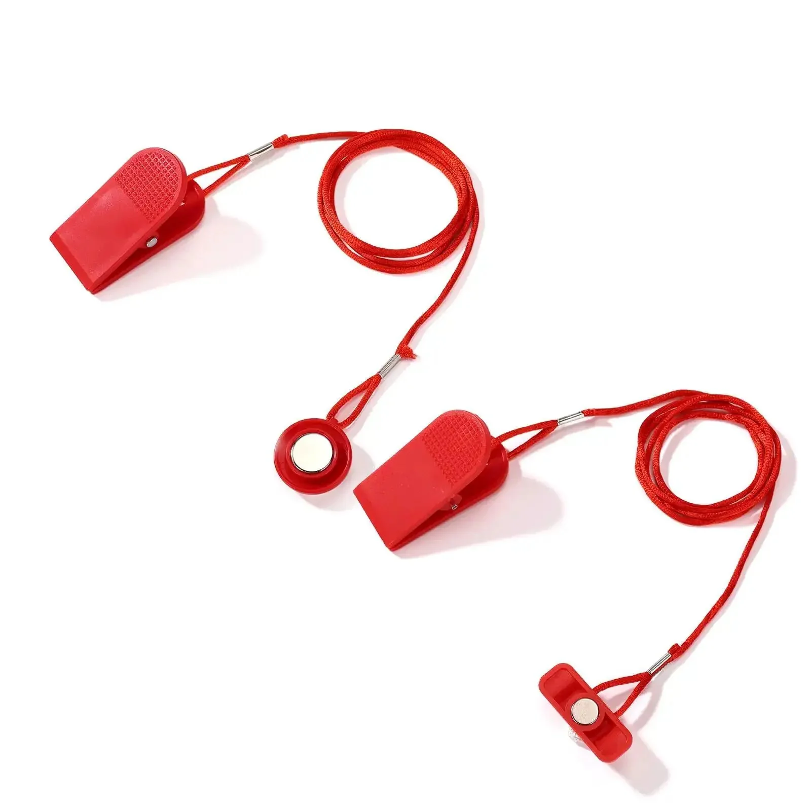 Two Pack Universal Treadmill Magnetic Safety Keys Red Emergency Stop Clips With Powerful Magnets Replacement Safety Switch For Most Running Machines And Home Gyms In Round And Rectangular Styles