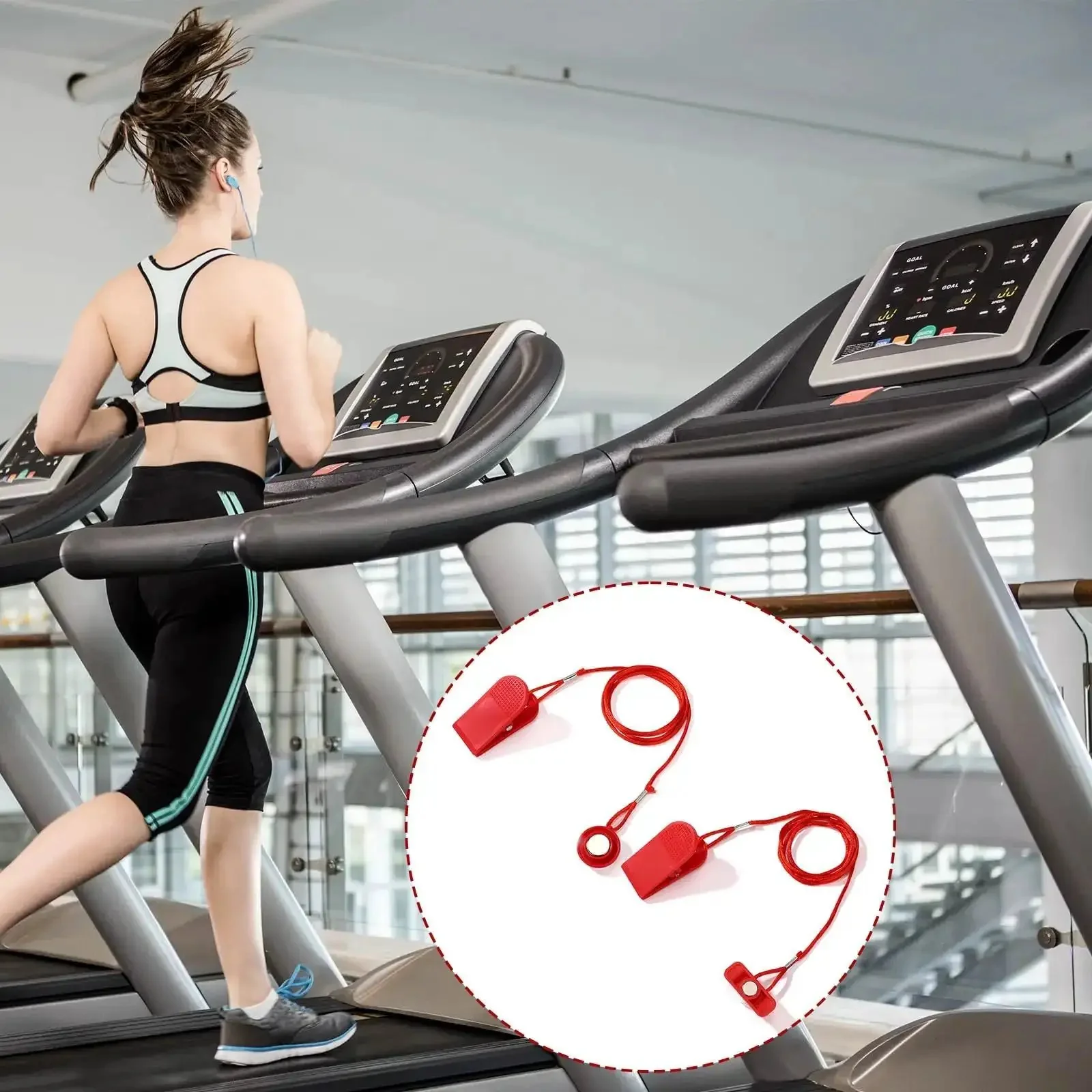Two Pack Universal Treadmill Magnetic Safety Keys Red Emergency Stop Clips With Powerful Magnets Replacement Safety Switch For Most Running Machines And Home Gyms In Round And Rectangular Styles - Image 2