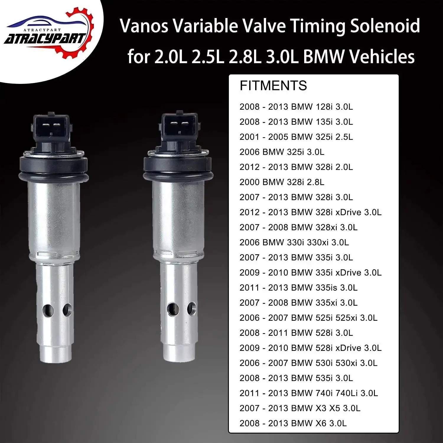 Two Pack Variable Valve Timing Vanos Solenoid VVT For BMW 3 Series And 5 Series Models Including 325i 328i 330i 335i 525i 528i 530i 535i E60 E90 N52 N54 Replaces 11367585425 11367516293 OEM Fit Solenoid Kit For Peak Engine Performance - Image 6