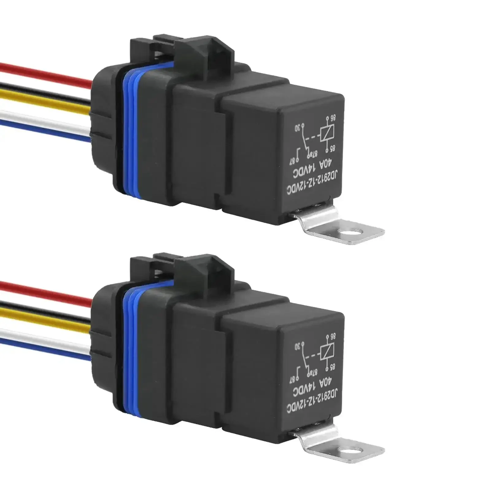 Two Pack Waterproof Relay And Harness Kit Forty To Thirty Amp Twelve Volt Relay Switch Five Pin SPDT Car Relay With Heavy Duty Copper Wires For Horns Starters Motors Fans
