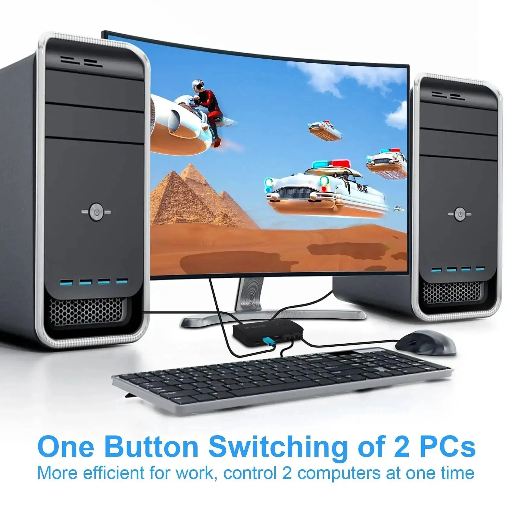 Two PC HDMI USB KVM Switch For Sharing A 4K Monitor Keyboard Mouse And Printer With Two Cables Included Easy Dual Computer Swap By Button Or Remote Keeps Your Desk Clean And Ready For Quick Switches - Image 5
