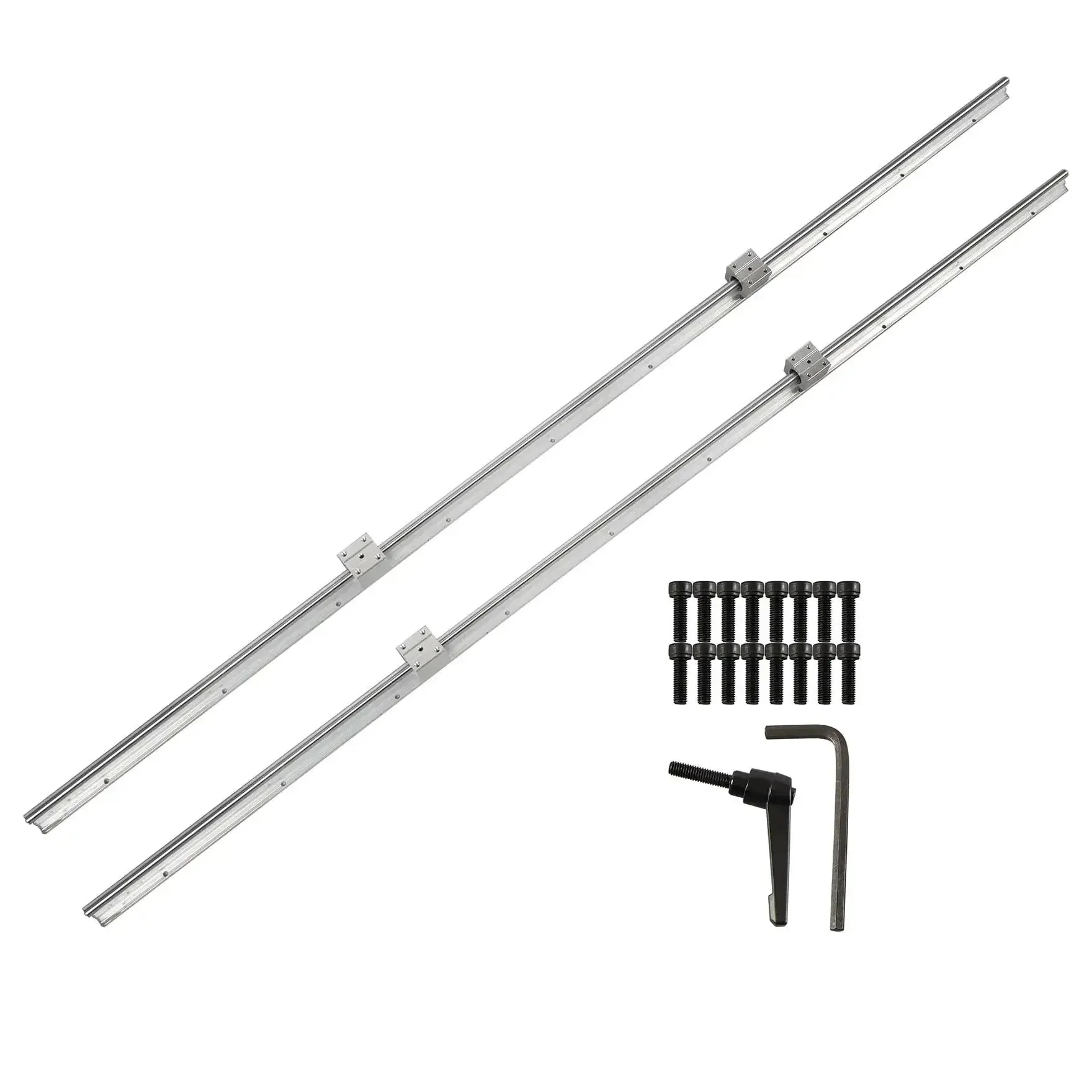 Two Piece 1500Mm Linear Guide Rail Set With Four Carriage Blocks For CNC Equipment Smooth Glide SBR12UU Sliders High Strength Carbon Steel Rails For Precise Heavy Duty Motion And Stability