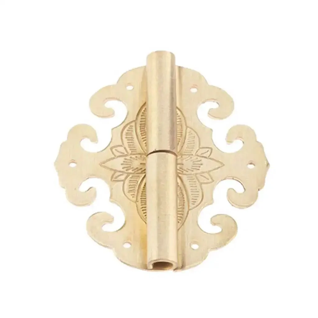Two Piece Brass Flower Cloud Hinge Set For Jewelry Boxes And Furniture Decor With Screws 60 By 55mm Tough As Nails Hinge Fittings For Cabinets Drawers And DIYers