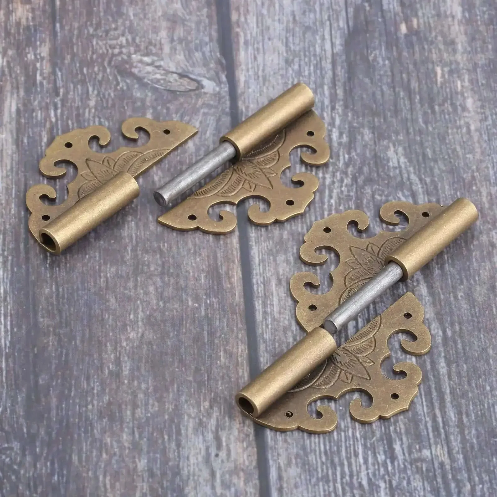 Two Piece Brass Flower Cloud Hinge Set For Jewelry Boxes And Furniture Decor With Screws 60 By 55mm Tough As Nails Hinge Fittings For Cabinets Drawers And DIYers - Image 6