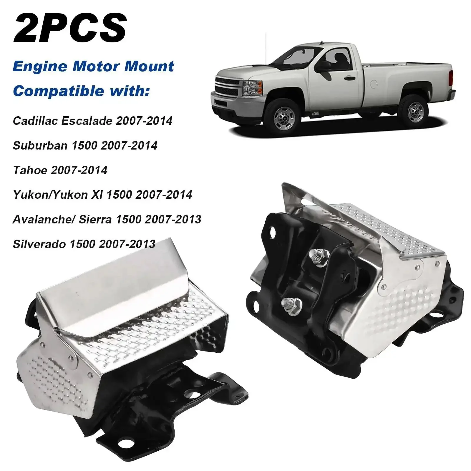 Two Piece Engine Motor Mount Kit With Heat Shield Right And Left Trans Mount Replacement For GM Trucks And SUVs 2007 2014 Includes OEM Compatible Part Numbers 15854941 A5365HY 15837373 15837375 - Image 2