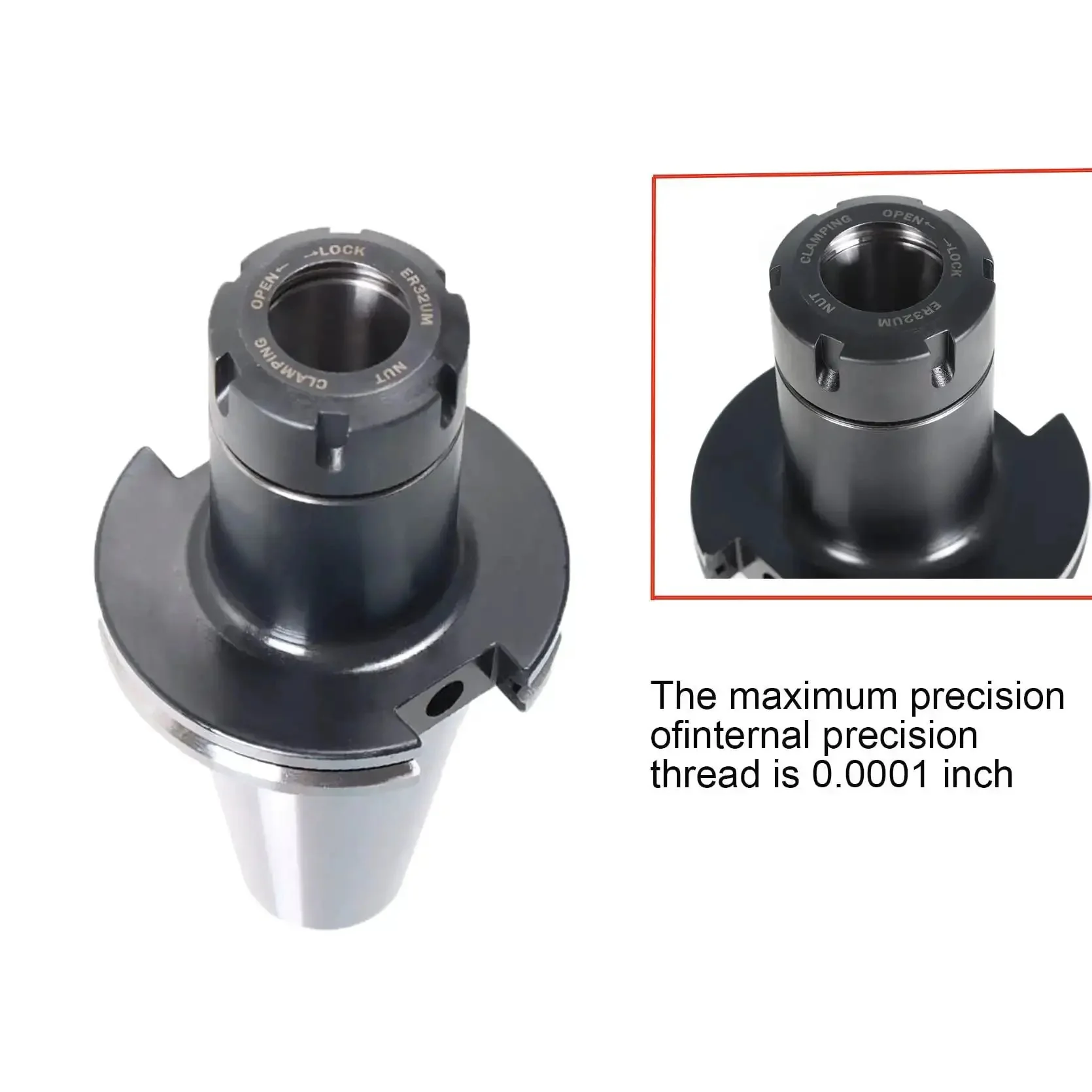 Two Piece ER32 Collet Chuck Set For CAT50 Tool Holder With 4 Inch Extension Pro Grade Ultra Precise One Ten Thousandth Inch Runout For CNC Engraving Machine And Milling Lathe - Image 6