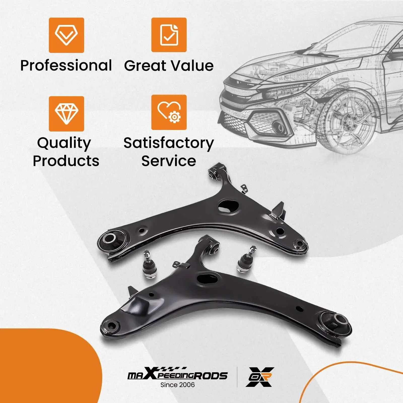 Two Piece Front Lower Control Arm With Ball Joint Kit For Subaru Forester 2009 2013 And Subaru Impreza WRX 2011 2014 Direct Fit Suspension Replacement With Ball Joint MS801051 MS801052 - Image 5