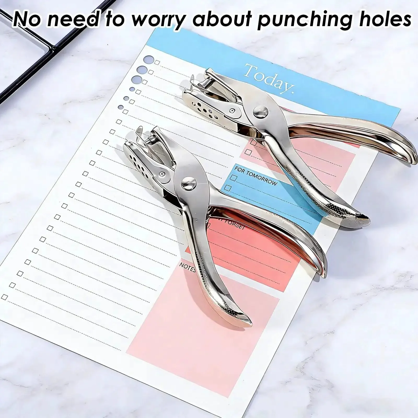 Two Piece Handheld Hole Punch Set With One Quarter Inch And One Eighth Inch Circle Punches For Greeting Cards Invitations DIY Crafts Tags Tickets Mini Metal Hole Punchers For Home Office School - Image 3