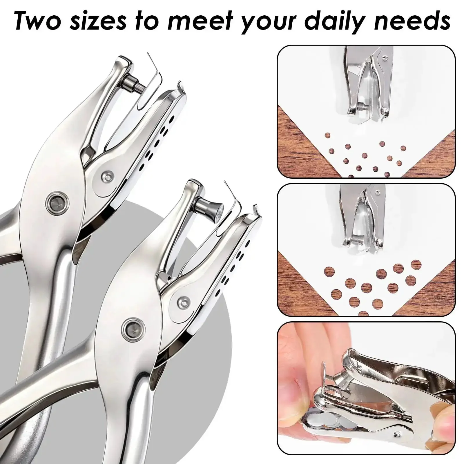 Two Piece Handheld Hole Punch Set With One Quarter Inch And One Eighth Inch Circle Punches For Greeting Cards Invitations DIY Crafts Tags Tickets Mini Metal Hole Punchers For Home Office School - Image 5