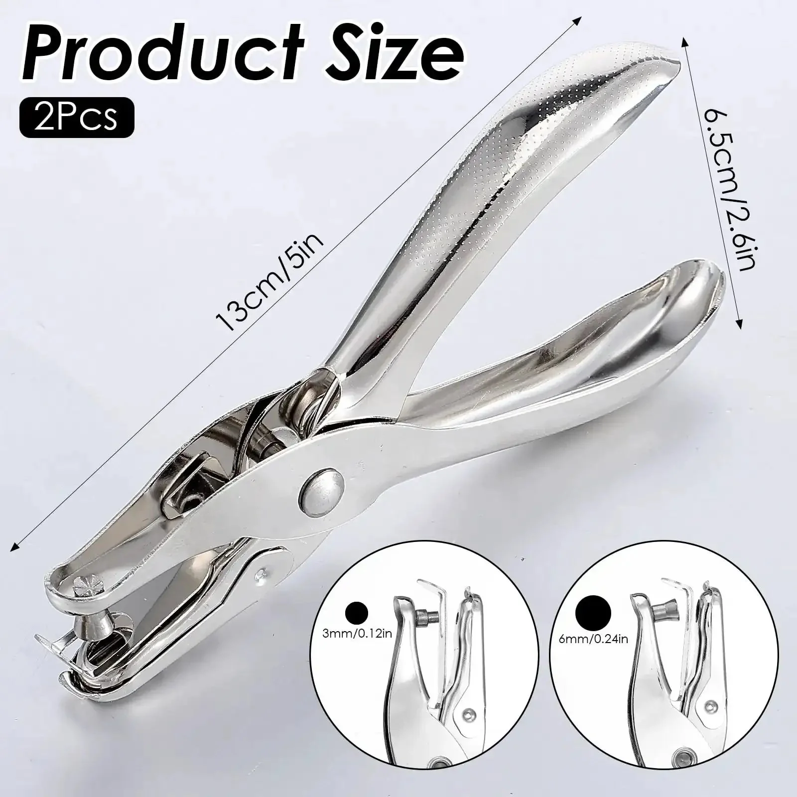 Two Piece Handheld Hole Punch Set With One Quarter Inch And One Eighth Inch Circle Punches For Greeting Cards Invitations DIY Crafts Tags Tickets Mini Metal Hole Punchers For Home Office School - Image 7