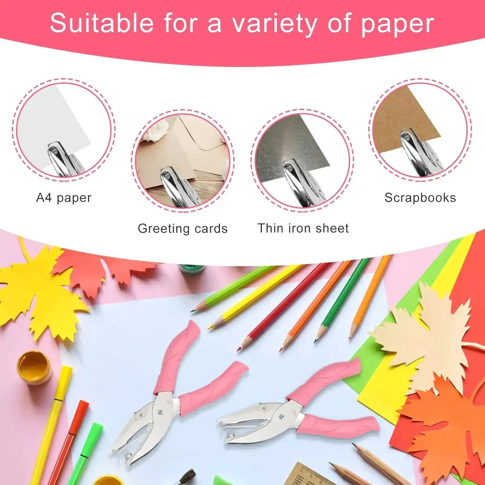 Two Piece Heart and Star Handheld Hole Punch Set Stainless Steel Single Hole Punchers With Soft Grip Handles For Tags Clothing Tickets DIY Craft Scrapbook Quarter Inch Holes - Image 4