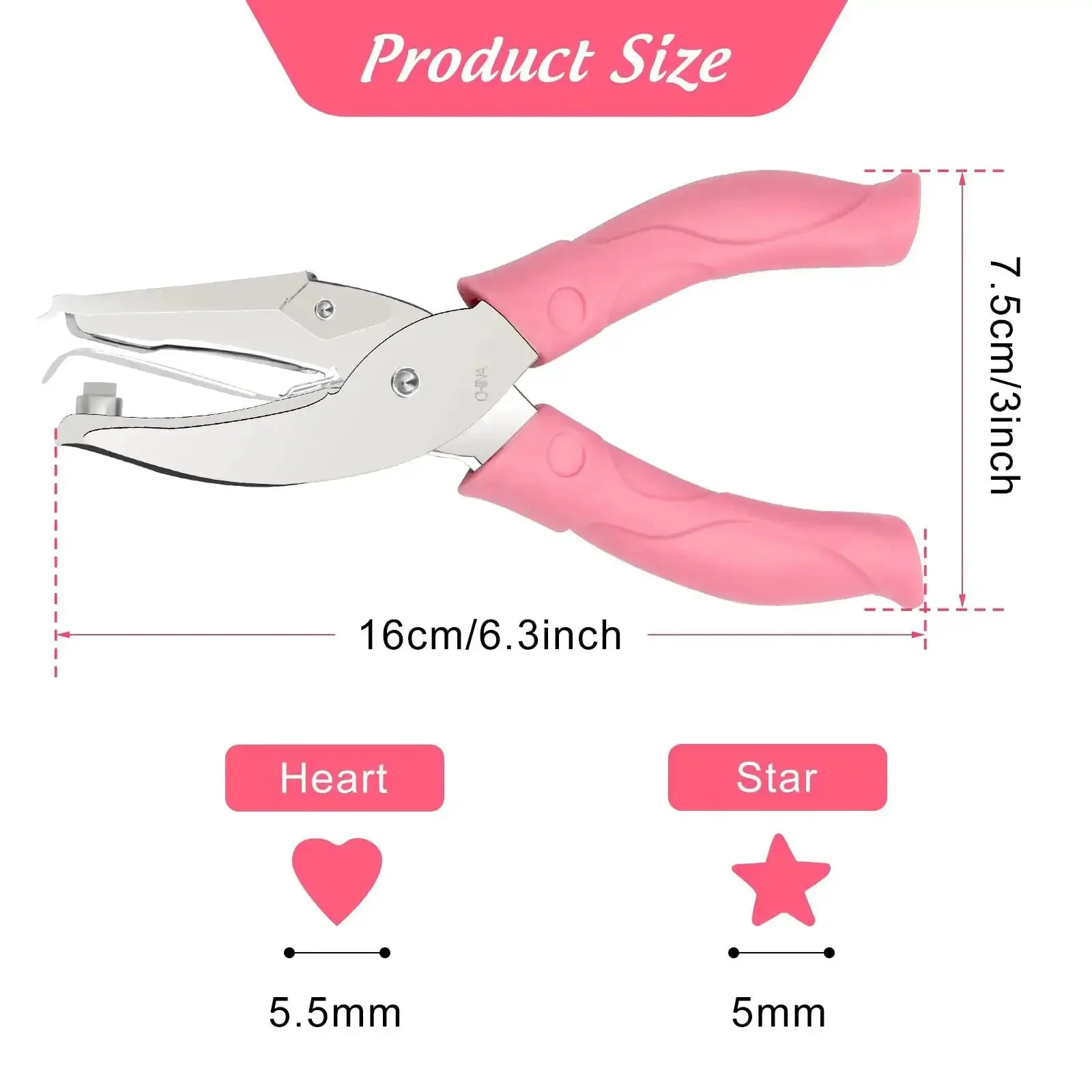 Two Piece Heart and Star Handheld Hole Punch Set Stainless Steel Single Hole Punchers With Soft Grip Handles For Tags Clothing Tickets DIY Craft Scrapbook Quarter Inch Holes - Image 7