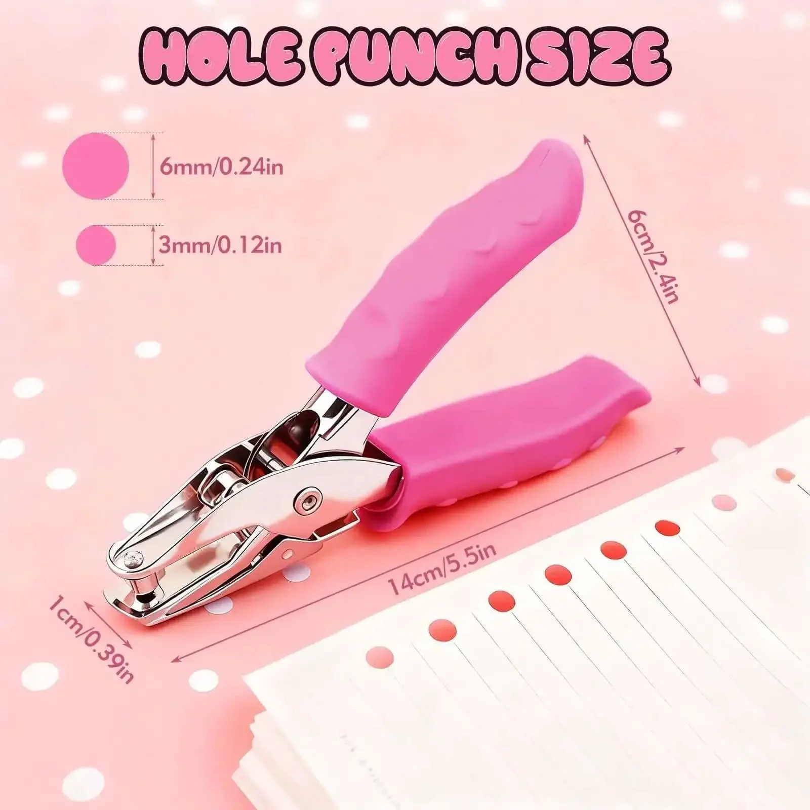 Two Piece Hole Punch Set Circle Punches One Quarter Inch And One Eighth Inch With Pink Soft Grip Handles Handy Handheld Paper Punches For Crafts Scrapbooks Tags Tickets Durable Metal Construction For Home Office Classroom - Image 8