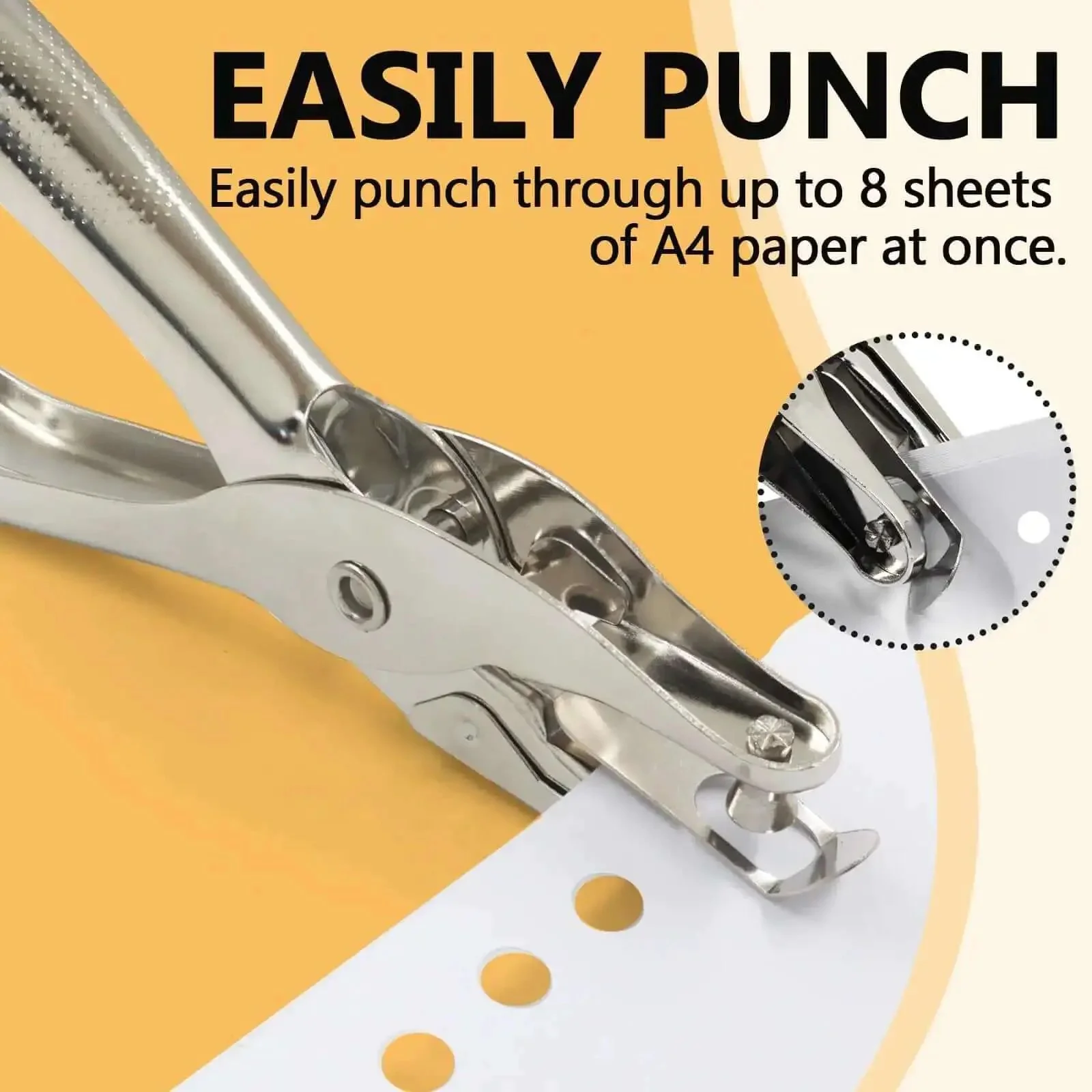 Two Piece Hole Puncher Set With One Eighth And One Quarter Inch Circle Punches For Paper Crafting Card Making Office Tags And DIY Projects Small Compact Handheld Metal Punch That Cuts Clean Up To Eight Sheets - Image 3