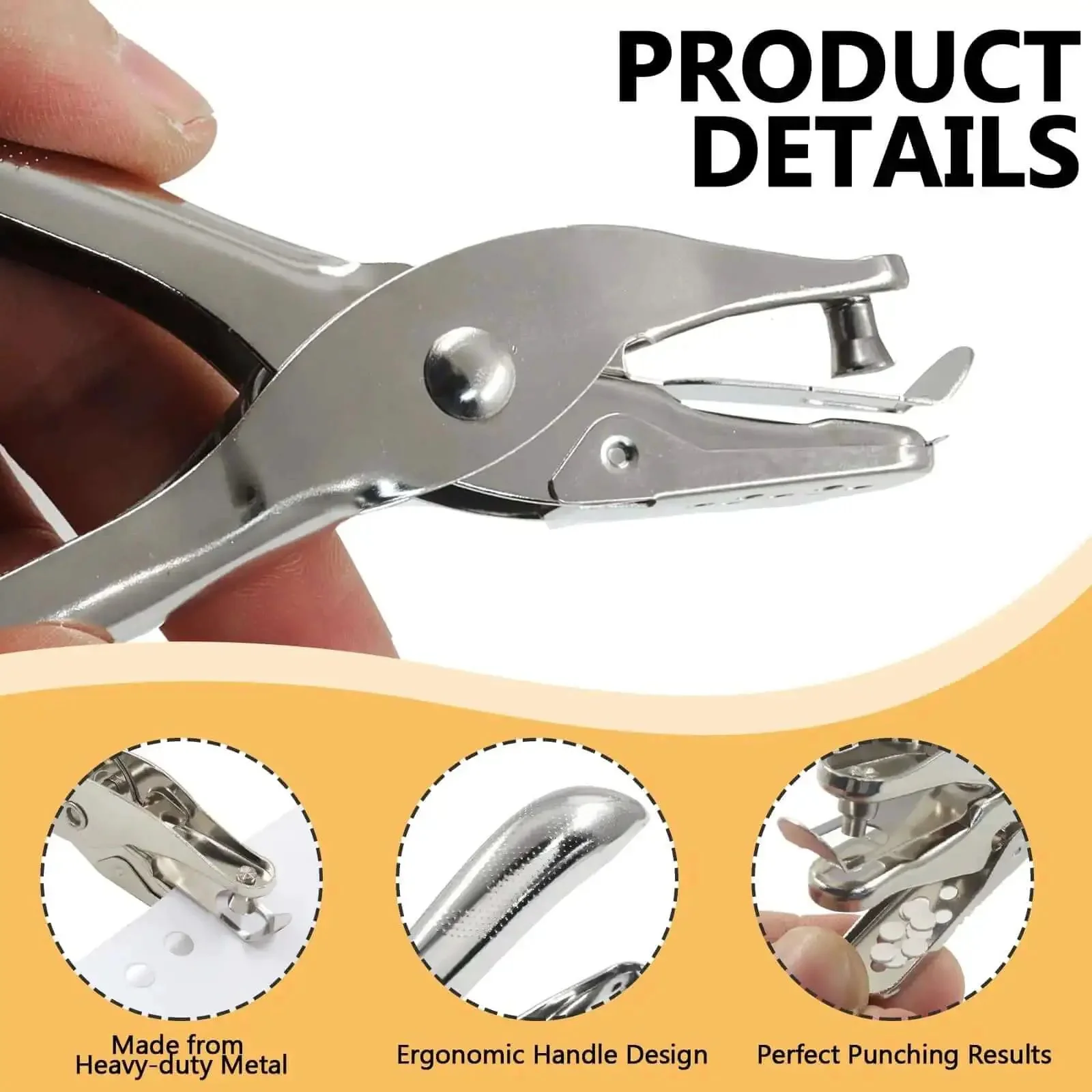 Two Piece Hole Puncher Set With One Eighth And One Quarter Inch Circle Punches For Paper Crafting Card Making Office Tags And DIY Projects Small Compact Handheld Metal Punch That Cuts Clean Up To Eight Sheets - Image 4