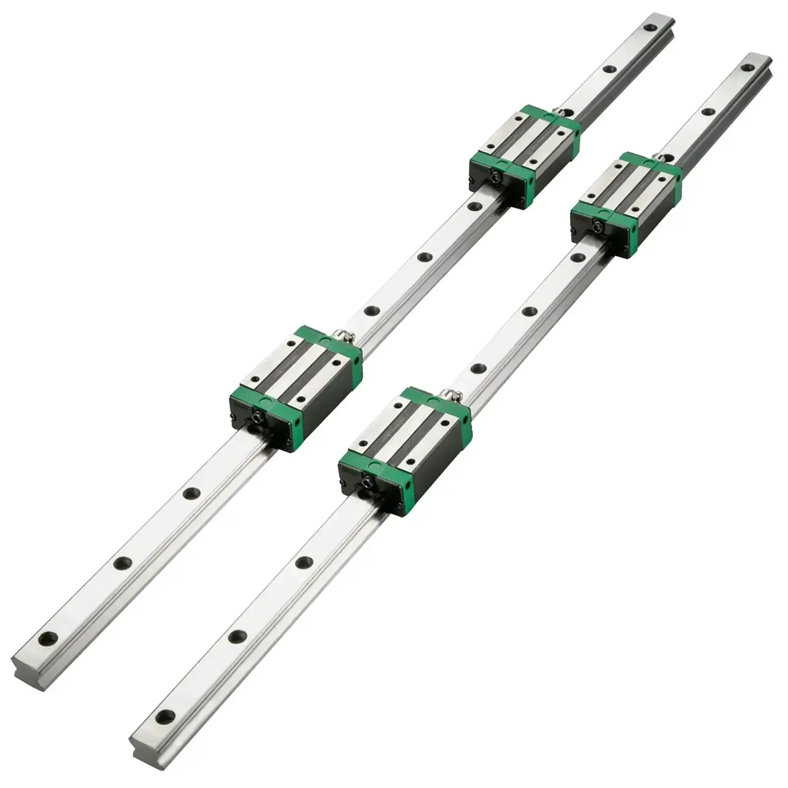 Two Piece Linear Rail Kit With Rails And HSR20 Bearing Blocks For DIY CNC Routers Lathes And Mills Linear Motion Slide System Compatible With X Y Z Axis 0.79 To 67 Inch Range Pro Grade Beefy Steel
