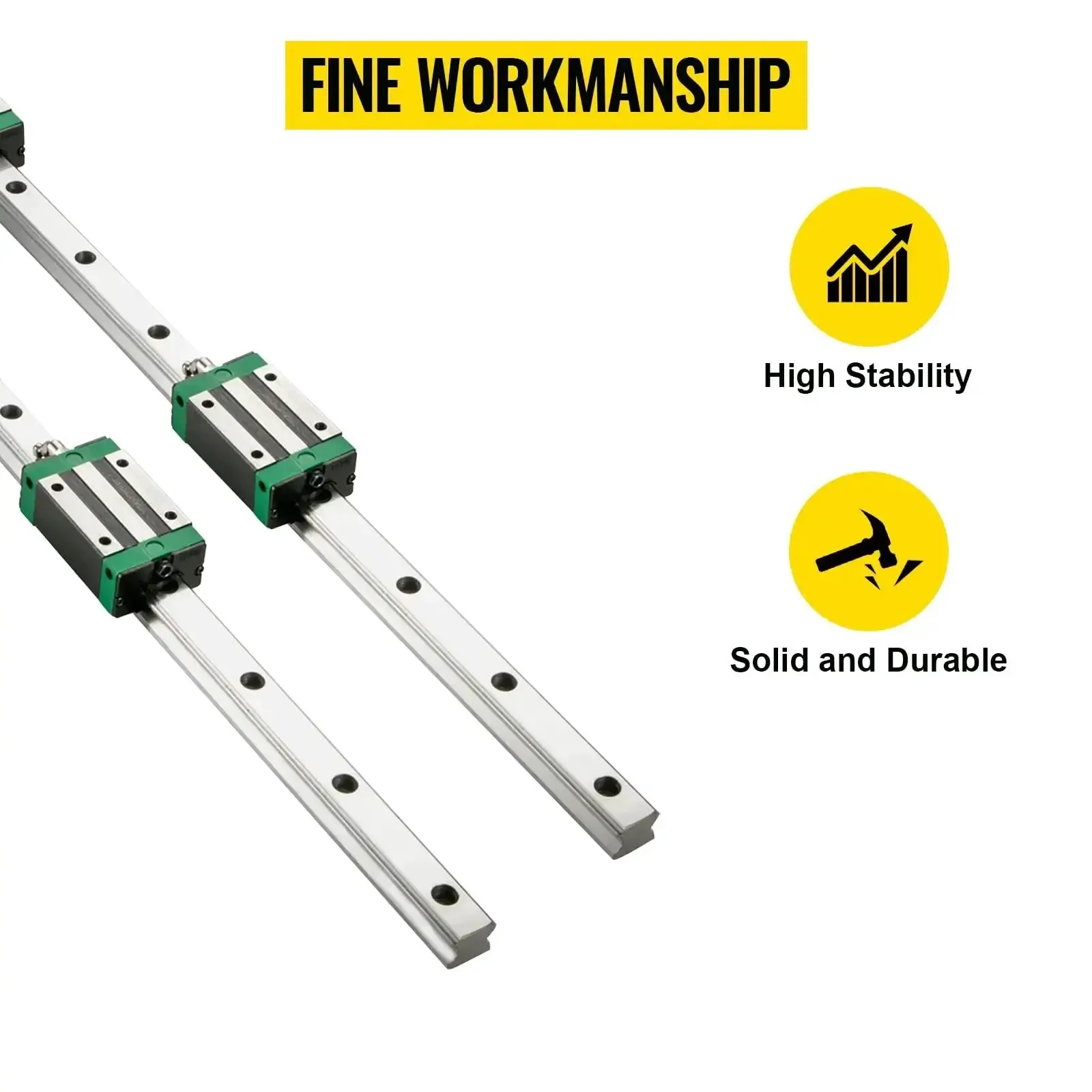 Two Piece Linear Rail Kit With Rails And HSR20 Bearing Blocks For DIY CNC Routers Lathes And Mills Linear Motion Slide System Compatible With X Y Z Axis 0.79 To 67 Inch Range Pro Grade Beefy Steel - Image 6