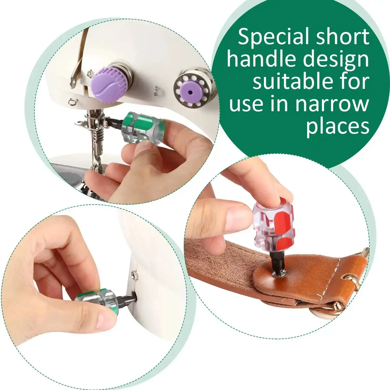 Two Piece Mini Screwdriver Set For Sewing Machines And DIY Fixes, Grab And Go Pocket Tools With Slotted Flat Head And Phillips Cross Head, Lightweight Chrome Vanadium Steel With Clear PVC Handles, Handy Repair Kit - Image 4