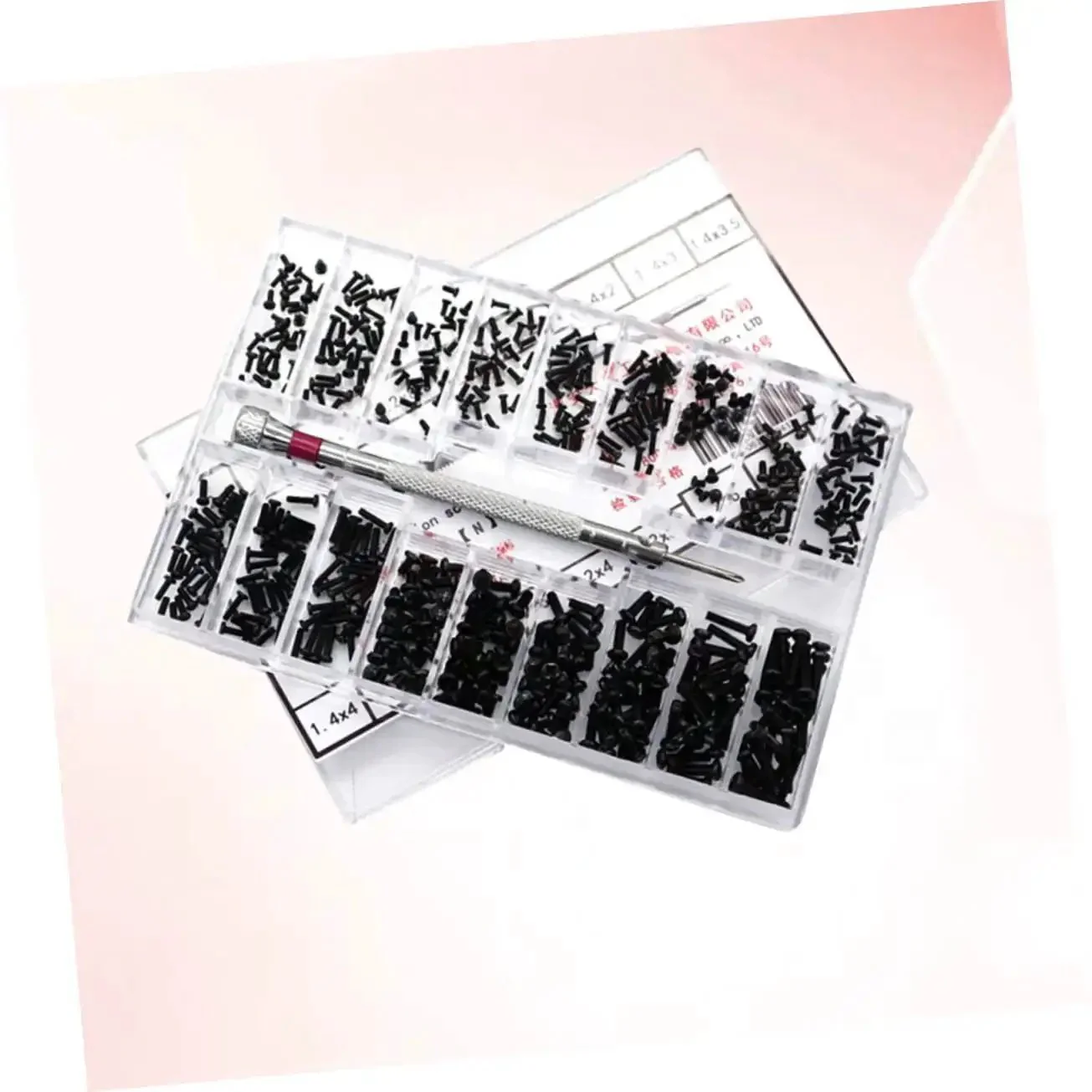 Two Piece Miniature Screw Set With 18 Different Sizes Flat Head And Round Head Tiny Screws For Glasses And Crafts Grab And Go Portable Storage Case For Diyers Lightweight Quick Access Kit - Image 3