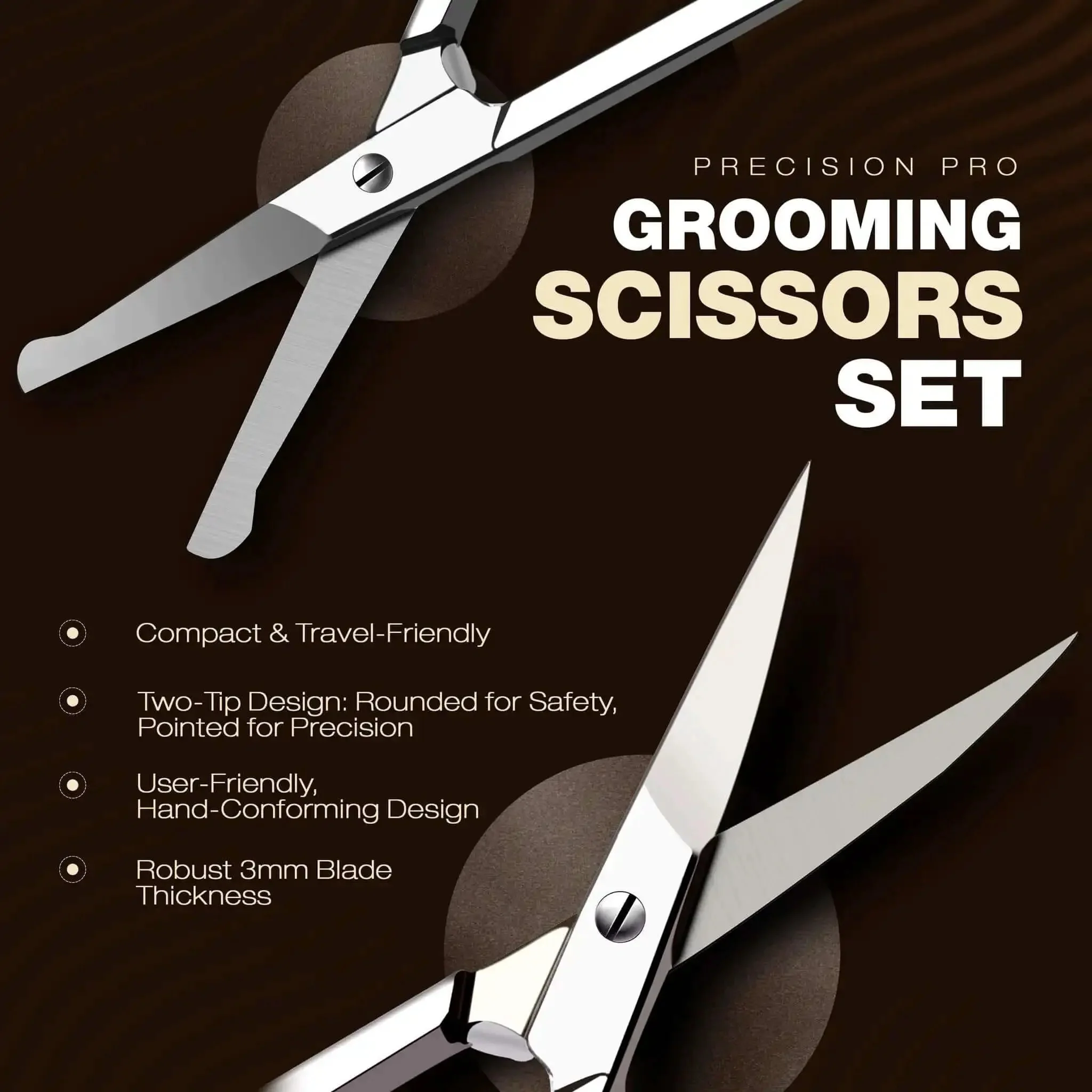 Two Piece Nose And Eyebrow Scissors Set For Men And Women Stainless Steel Small Grooming Scissors With Curved And Rounded Heads Easy Trim For Nose Hair Ear Hair Eyebrows Beard Mustache Lashes Eyelashes Pro Grade Quality - Image 6