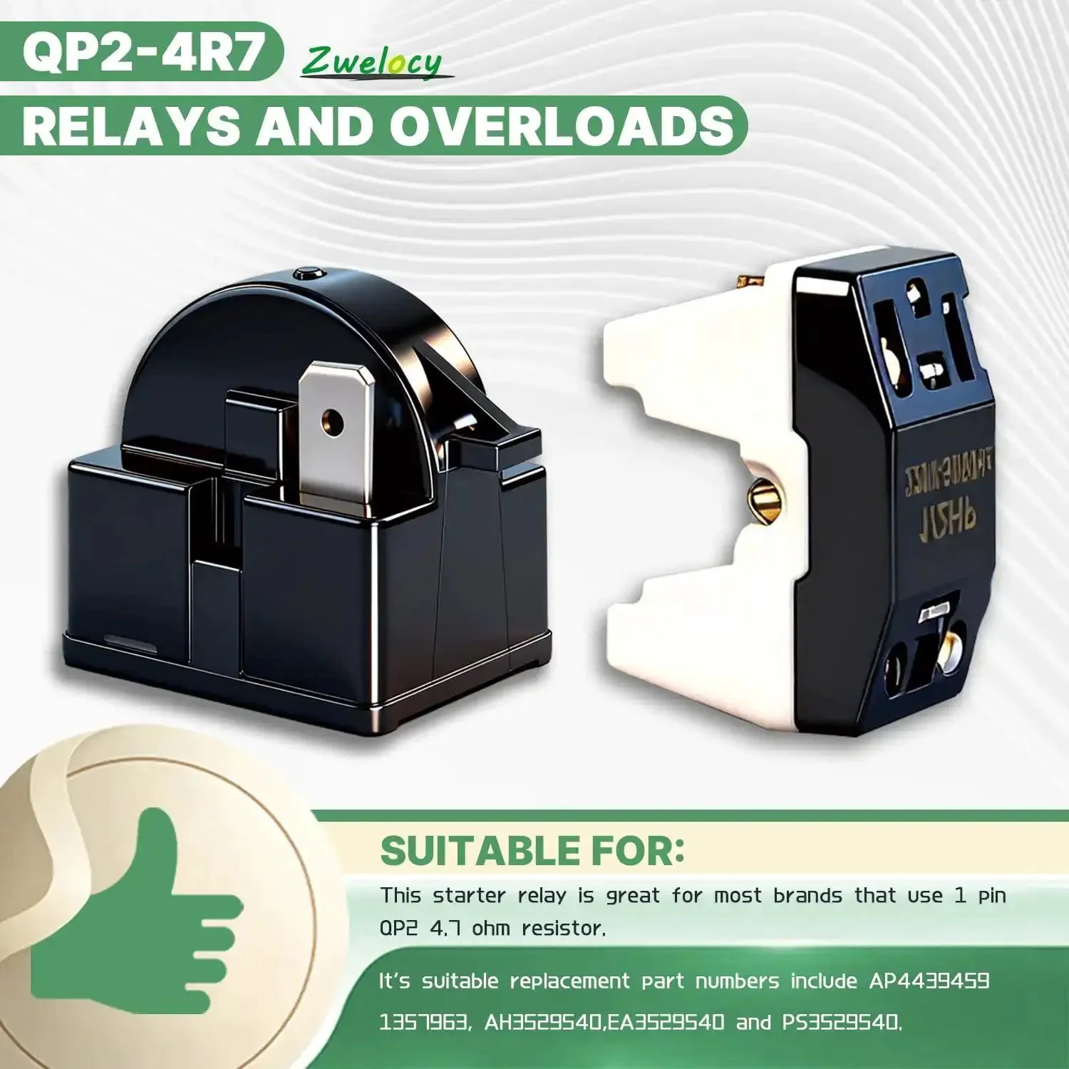 Two Piece PTC Starter Relay And Overload Protector Kit For Mini Fridges And LG Refrigerator Compressors Replacement Parts One Pin Relay Designed For Reliable Electrical Operation - Image 5