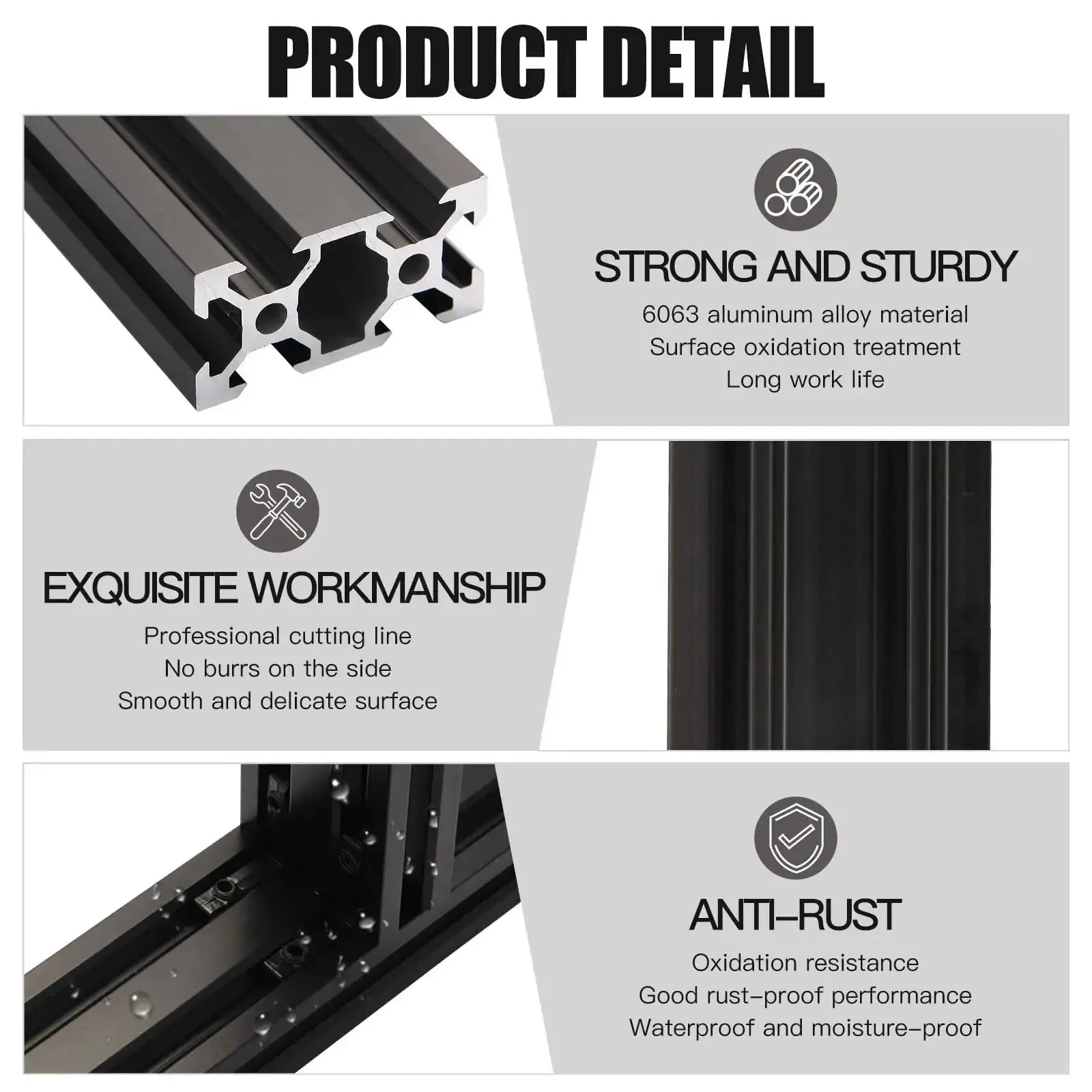 Two Piece Set Of 400mm V Slot 2040 Aluminum Extrusion European Standard Anodized Black Linear Rail For 3D Printers And CNC DIY Projects Built Tough For Ultra Smooth Motion - Image 5