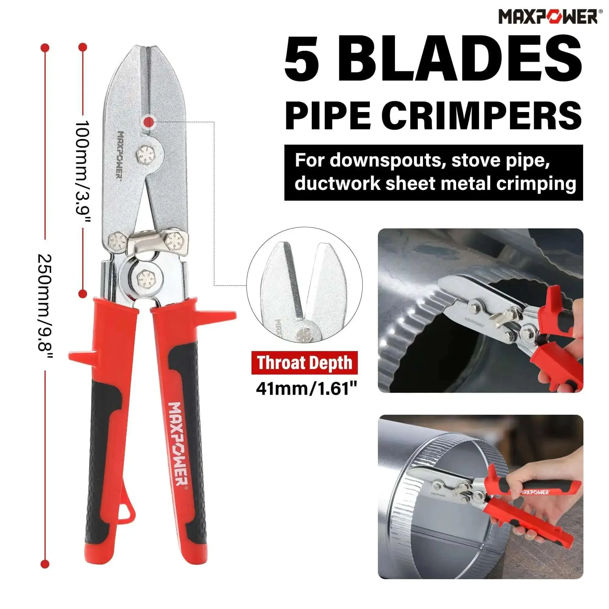 Two Piece Sheet Metal Hand Seamers With Five Blade Pipe Crimper And Six Inch Straight Jaw Bender Built To Last With Tough As Nails Ergonomic Handle For Tight Spaces And Durable Alloy Steel Construction - Image 4