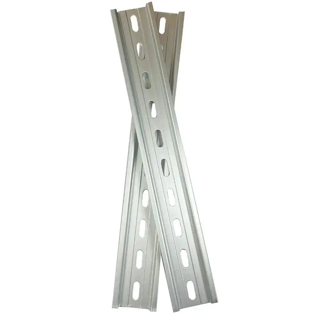 Two Pieces DIN Rail Slotted Aluminum RoHS Compliant 10 Inch Long 35mm Wide 7.5mm High Heavy Duty Workhorse Mounting Rail For Industrial Control Panels And Automation Projects