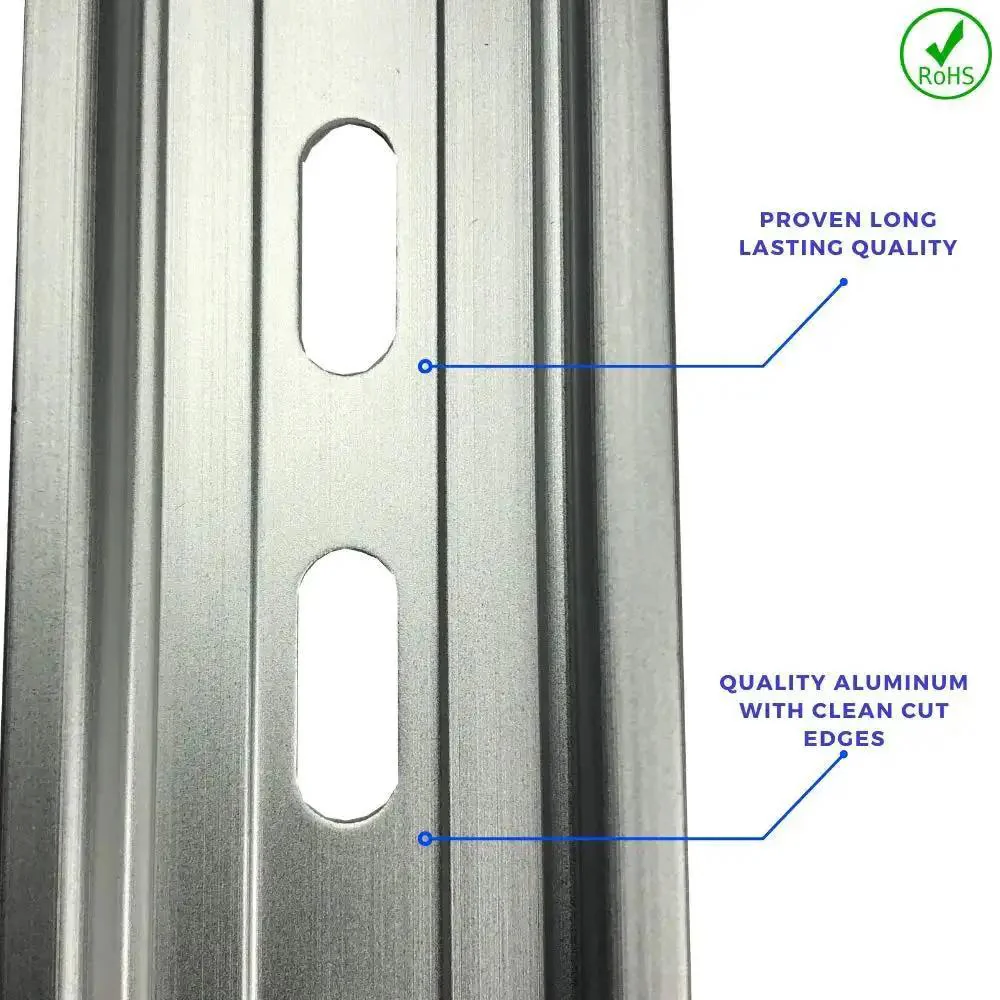 Two Pieces DIN Rail Slotted Aluminum RoHS Compliant 10 Inch Long 35mm Wide 7.5mm High Heavy Duty Workhorse Mounting Rail For Industrial Control Panels And Automation Projects - Image 5