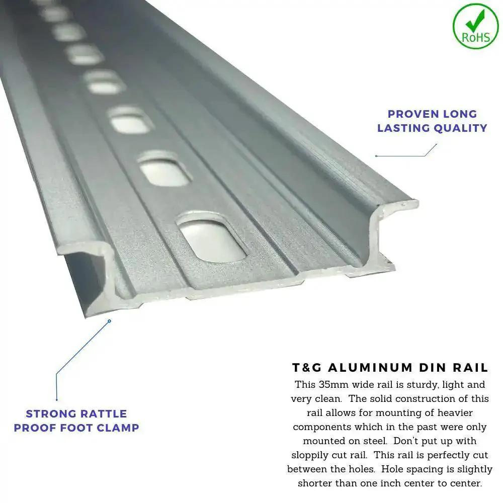 Two Pieces DIN Rail Slotted Aluminum RoHS Compliant 10 Inch Long 35mm Wide 7.5mm High Heavy Duty Workhorse Mounting Rail For Industrial Control Panels And Automation Projects - Image 7