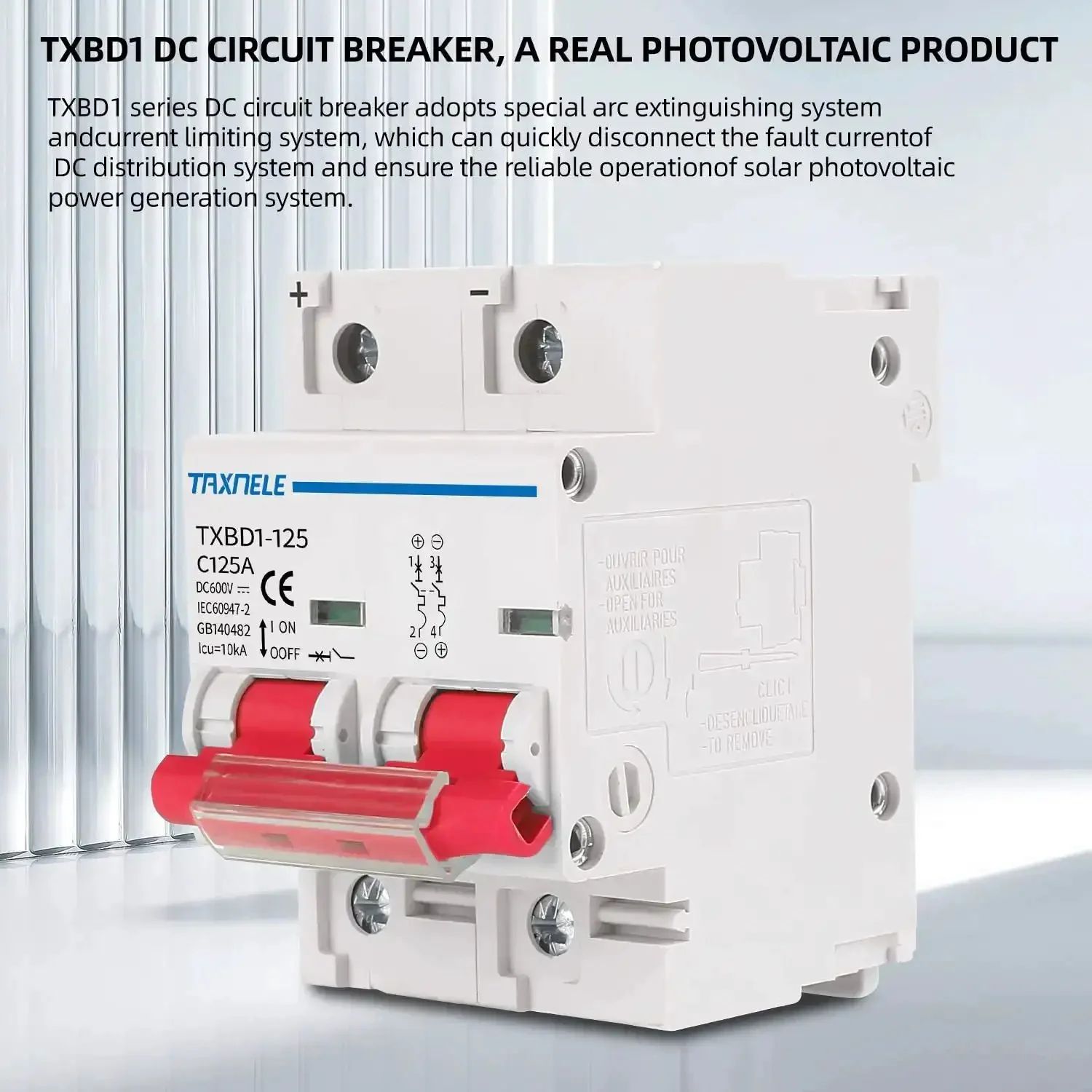 Two Pole 125A 600V DC Miniature Circuit Breaker For Solar PV Setups, DIN Rail Mount Battery Disconnect Switch, Short Circuit Protection Isolator, Keeps Your Solar Power Distribution Safe And Smooth - Image 7