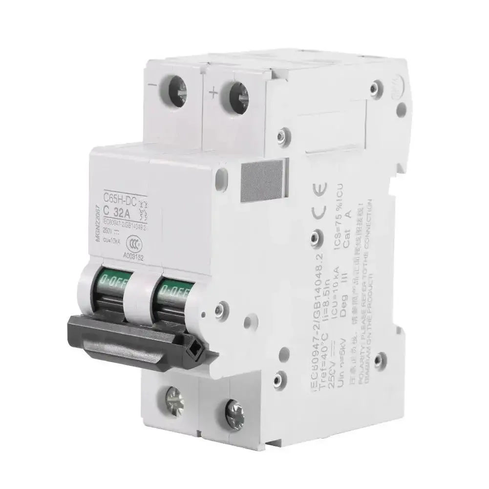 Two Pole 250V 32A DIN Rail Mount Miniature Circuit Breaker For Solar DC Systems, Plug And Play DC Disconnect Switch With Fast Acting Overload And Short Circuit Protection For Grid And Panel Installations - Image 3