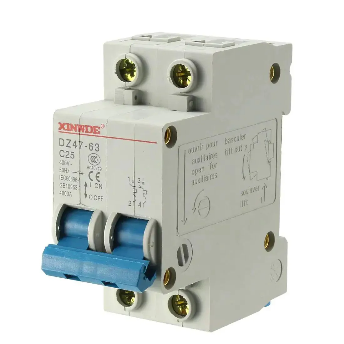Two Pole 25A 400V Low Voltage Miniature Circuit Breaker DIN Rail Mount DZ47-63 C25 With Fast Trip Heavy-Duty Load Protection And Easy DIN Rail Installation