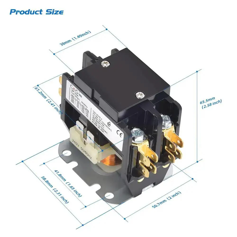 Two Pole 30 Amp 24 Volt HVAC Contactor For Condenser And Compressor 24VAC Coil 600 Volt Ready Durable Flame Retardant Housing Built Tough For AC Systems - Image 6
