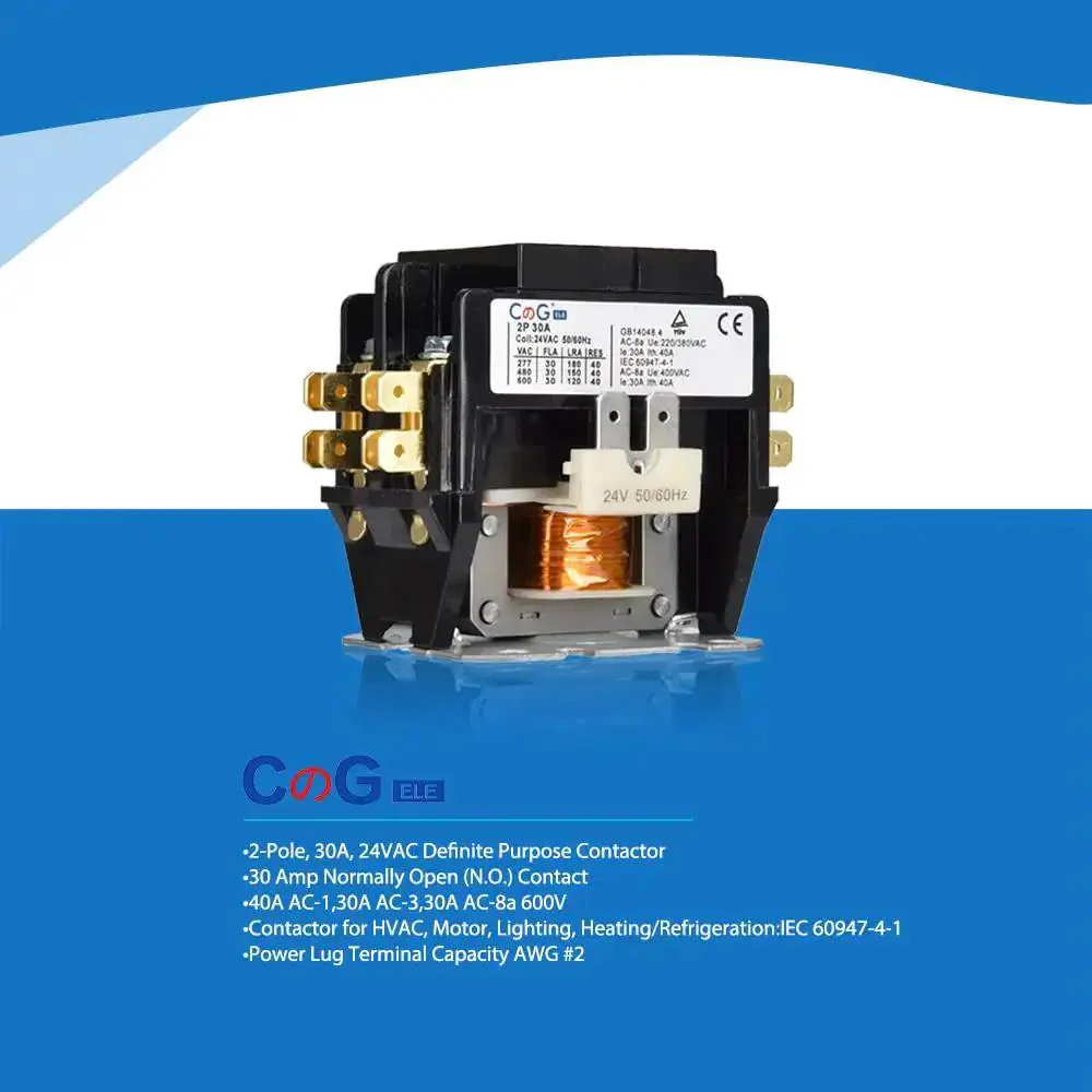 Two Pole 30 Amp 24 Volt HVAC Contactor For Condenser And Compressor 24VAC Coil 600 Volt Ready Durable Flame Retardant Housing Built Tough For AC Systems - Image 7