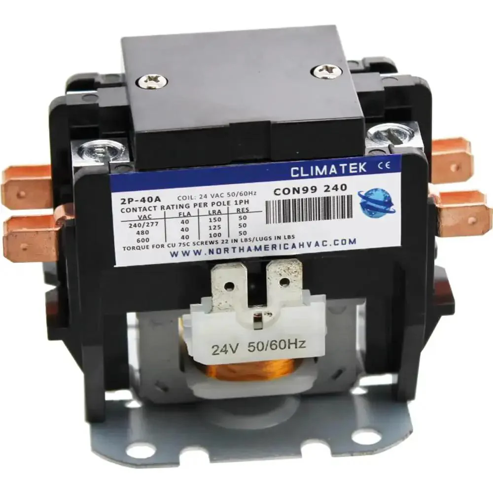 Two Pole 40 Amp 24 Volt Condenser Contactor Relay For AC And Heat Pump Systems Replacement Part Replaces 17425 C240A DP40242 Sealed Contacts Beefed Up Heavy Duty Upgrade Fits All Brands