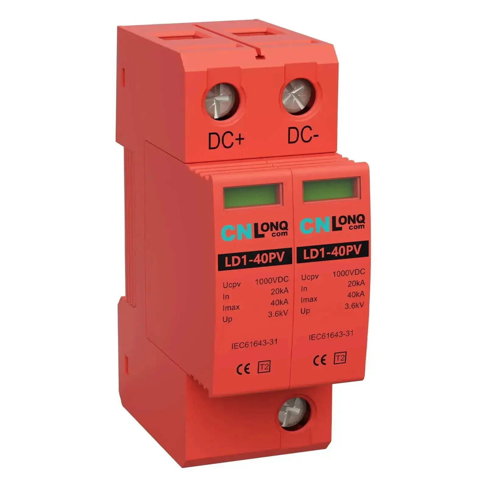 Two Pole 40KA DC Surge Protector For Solar PV And Home Lightning Protection Heavy Duty 1000V Rating 2P Arrester With 35mm DIN Rail Mount Copper Components Fast Acting Shield For RVs Home Electronics And Appliances