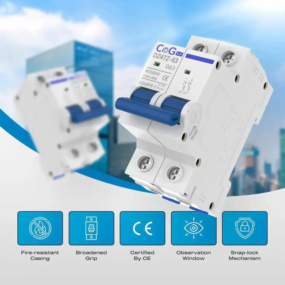 Two Pole 63 Amp 500V DC Circuit Breaker For Solar PV Systems With Thermal Magnetic Trip, DIN Rail Mount Disconnect Switch, Flame Retardant Shell And All Silver Contacts For Safe, Reliable Power - Image 2