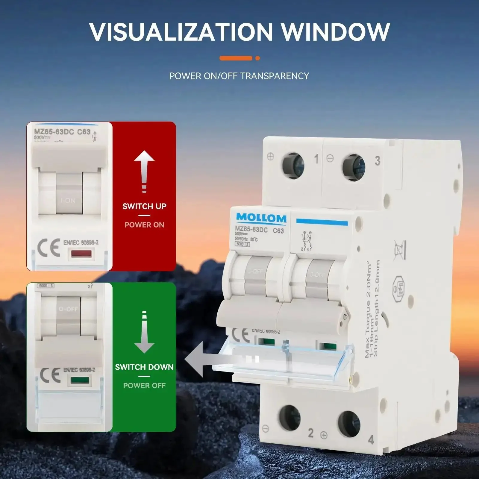 Two Pole DC Miniature Circuit Breaker 500V 25A C25 Thermal Magnetic Trip High 6kA Breaking Capacity DC Disconnect Switch For Solar PV Systems A Reliable Workhorse For Batteries And Inverters - Image 4