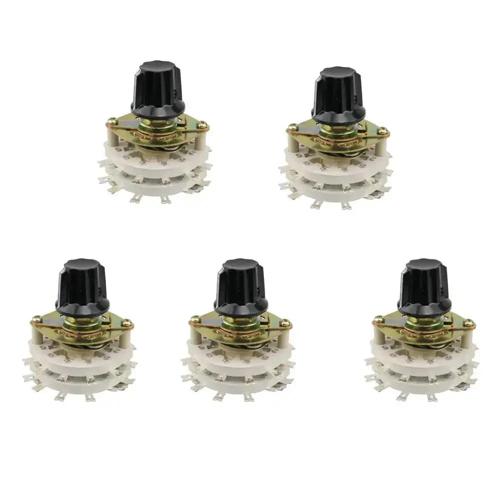 Two Pole Eleven Throw Rotary Switch Kit With Double Deck Band Channel For Radios And TVs And Industrial Gear Panels Metal And Plastic Construction Five Pack Model KCT 2x11