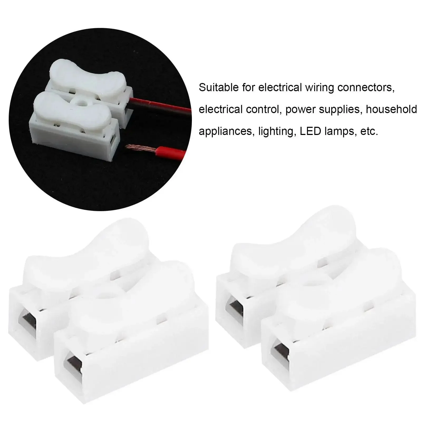 Two Port Press Terminal Connector Set for LED Strip Lighting, CH2 Quick Connector Spring Wire Terminal 100 Piece Barrier Block Kit for Easy Wire Linking and Durable PP Plastic Construction - Image 3