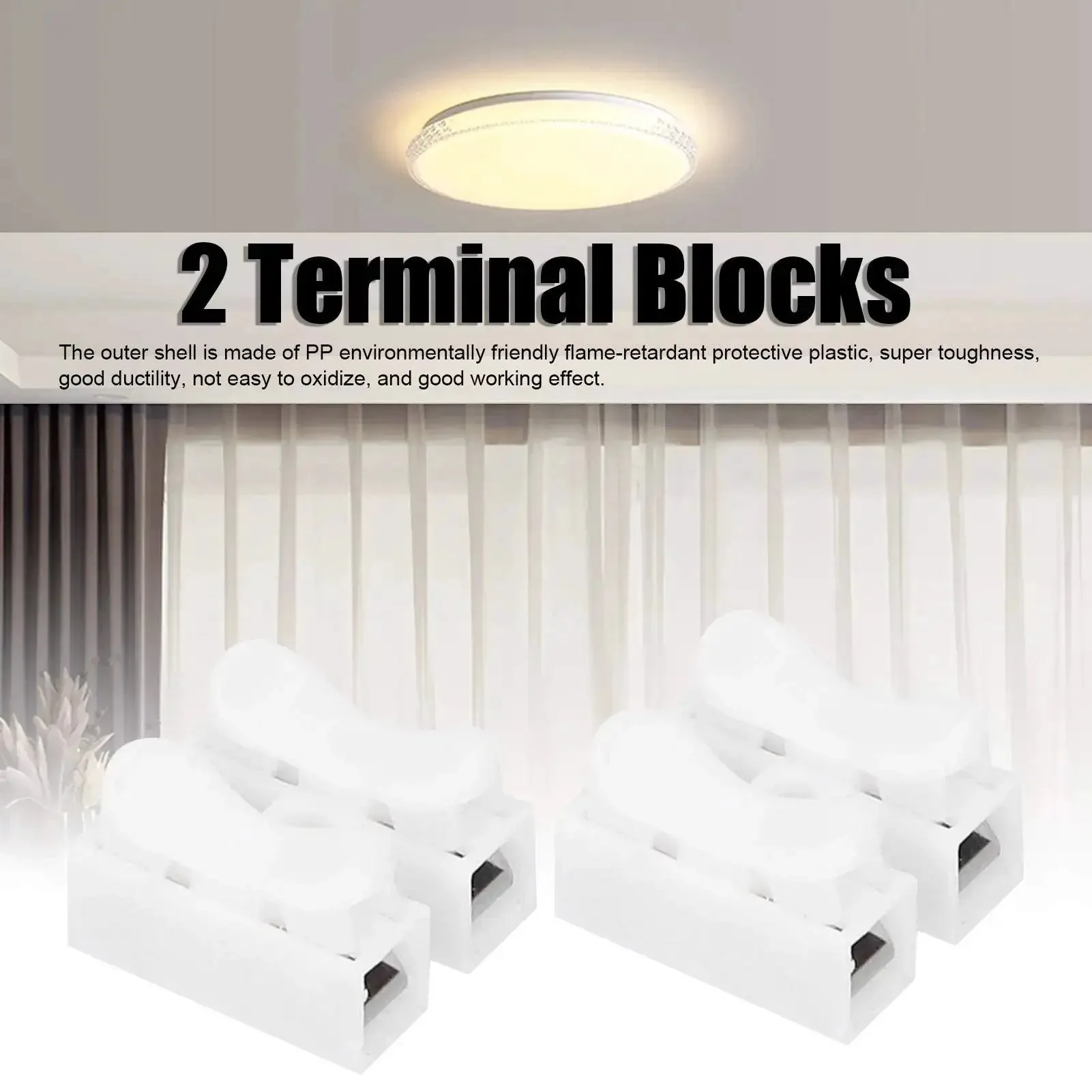 Two Port Press Terminal Connector Set for LED Strip Lighting, CH2 Quick Connector Spring Wire Terminal 100 Piece Barrier Block Kit for Easy Wire Linking and Durable PP Plastic Construction - Image 4