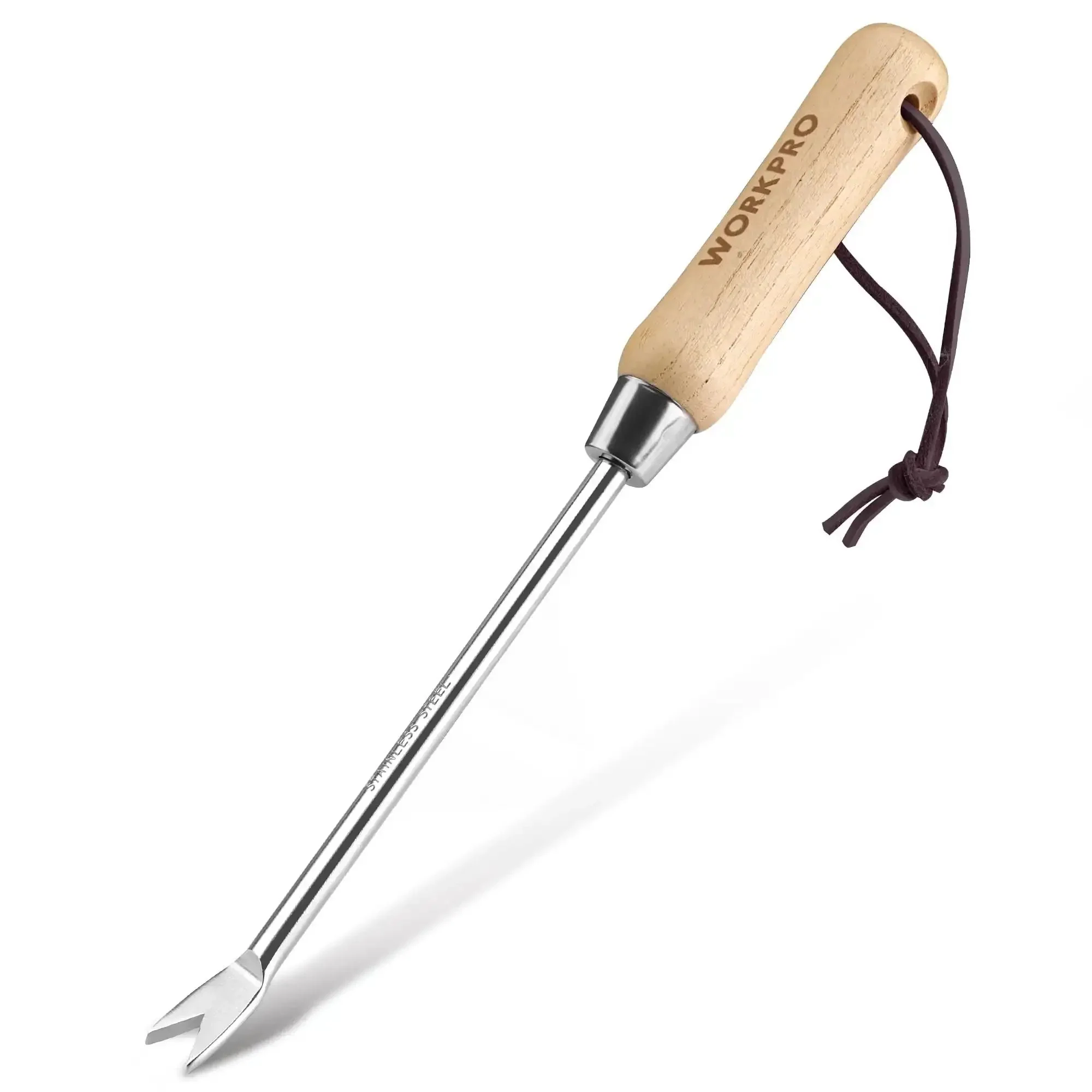 Two Pronged Dandelion Weeder Puller Tool With Wood Handle Stainless Steel Garden Weed Remover For Lawn Farmland And Transplants Easy Root Removal Without Damaging Surrounding Plants Heavy Duty Build