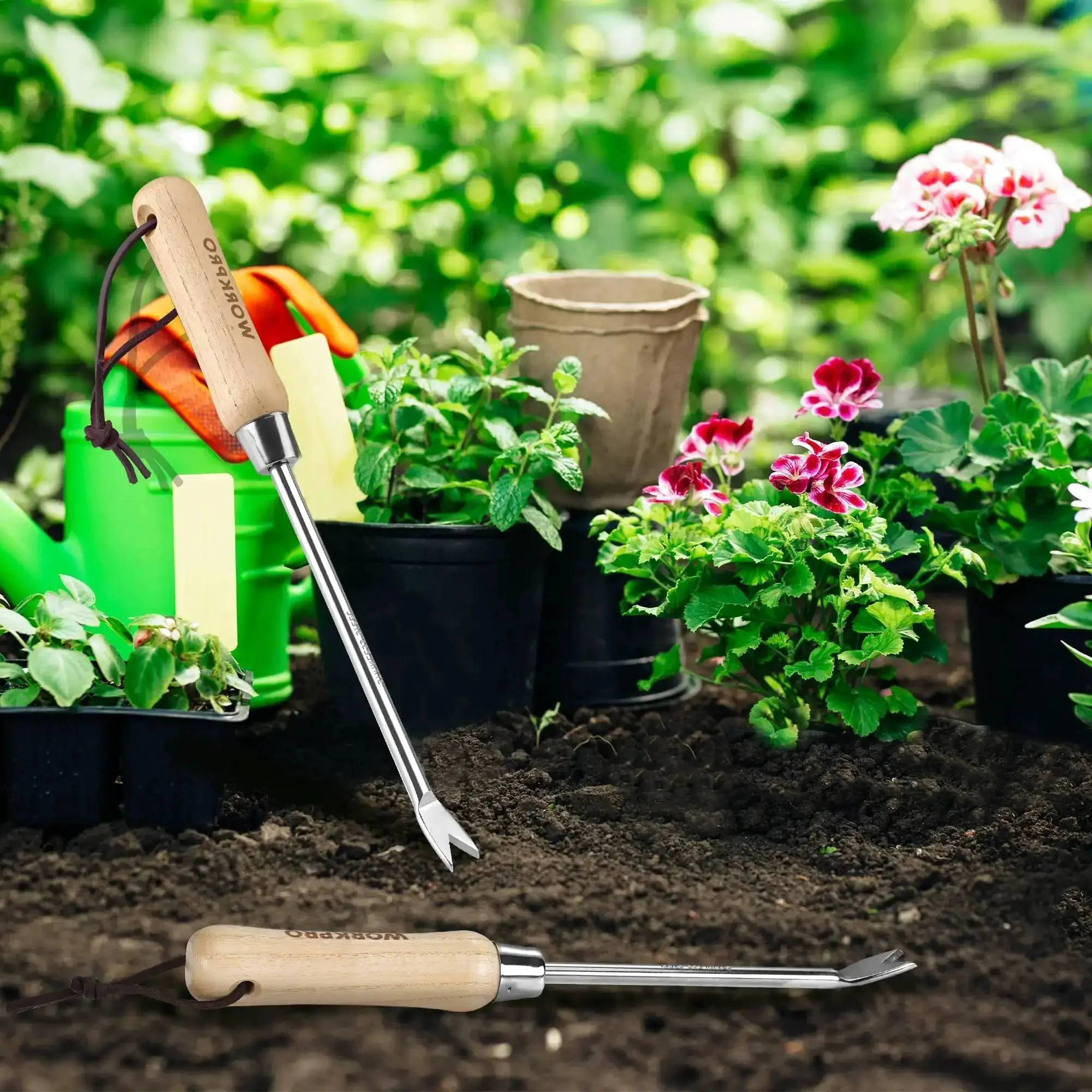 Two Pronged Dandelion Weeder Puller Tool With Wood Handle Stainless Steel Garden Weed Remover For Lawn Farmland And Transplants Easy Root Removal Without Damaging Surrounding Plants Heavy Duty Build - Image 2