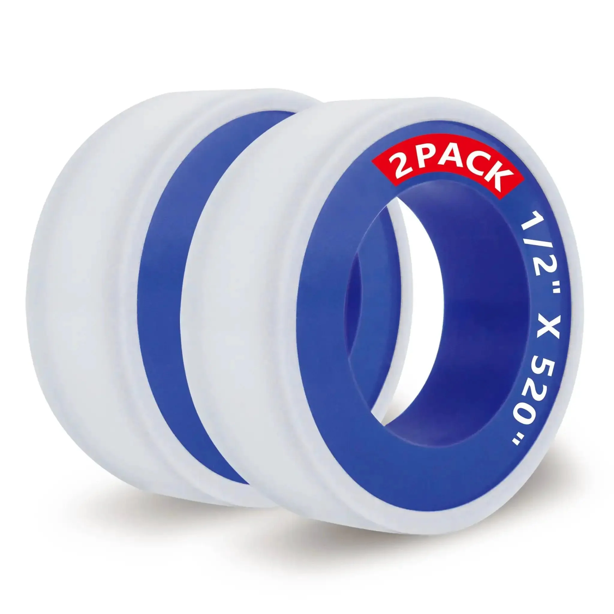 Two Rolls Premium Plumbers Tape For Leak Proof Seals PTFE Thread Seal Tape Half Inch Wide By Five Hundred Twenty Inches Long High Density Sealant For Shower Heads And Water Pipes DIY Plumbing Kit With Plumbers Hemp