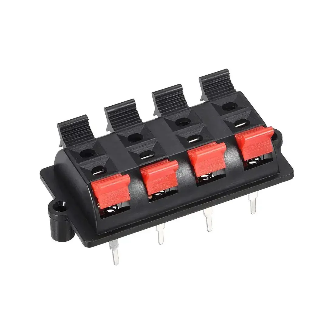Two Row Eight Way Spring Speaker Terminal Clip Push Release Connector For Diy Audio Wiring Eight Pin 50V 3A Rating Red And Black Polarity Fits AWG 24 To 16 Cables Eight Position Strip Block WP8 03