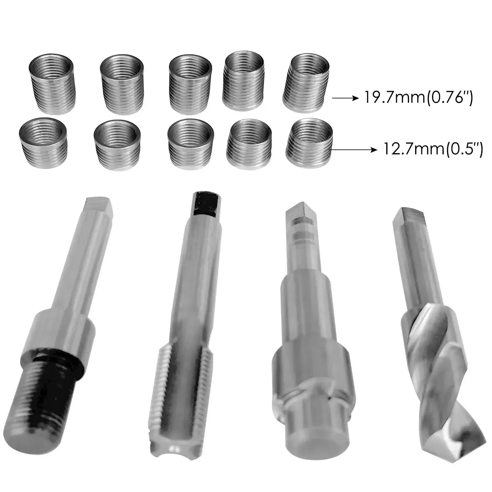Two Sizes 5/8-18 Thread Repair Kit With Stainless Steel Inserts In 0.5 And 0.76 Inch Lengths For Auto Parts And ATV UTV Repairs Durable DIY Bolt Thread Repair Tool - Image 4