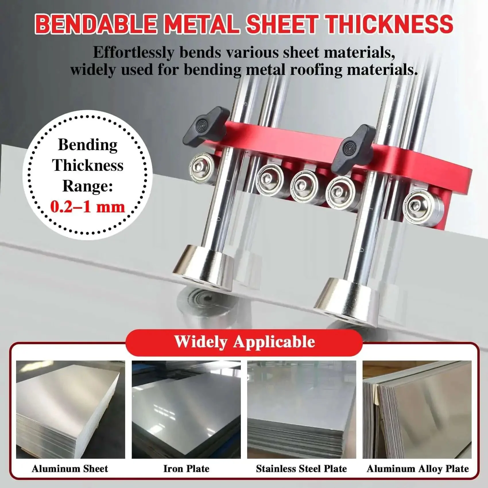 Two Station Edge Bender For Sheet Metal Roller And Roof Projects, On The Job Site, Heavy Duty Pro Grade, Scratch Free Beveled Rollers, 0 To 100 Degree Bending, Lightweight Aluminum Alloy Portable Metal Bender - Image 3