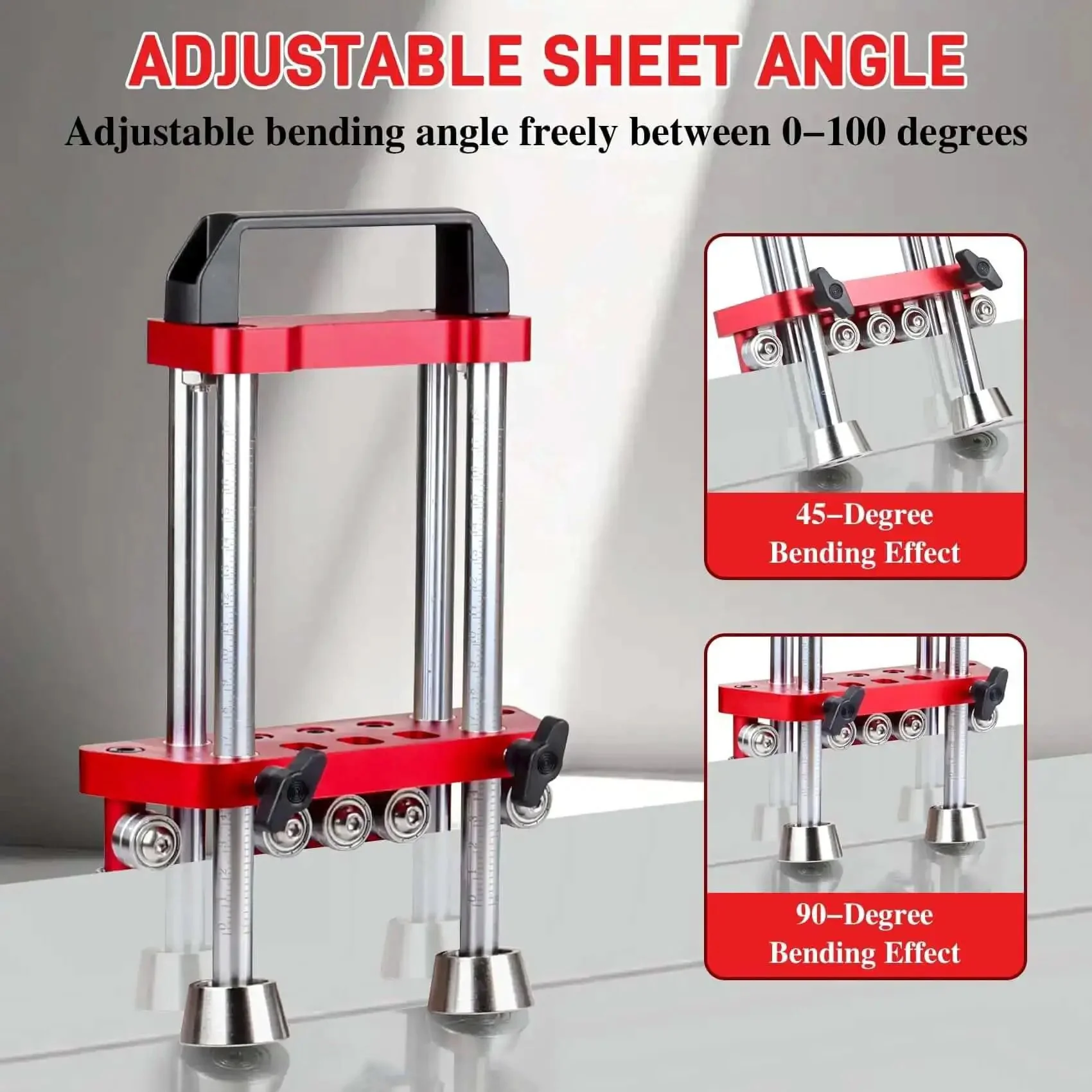 Two Station Edge Bender For Sheet Metal Roller And Roof Projects, On The Job Site, Heavy Duty Pro Grade, Scratch Free Beveled Rollers, 0 To 100 Degree Bending, Lightweight Aluminum Alloy Portable Metal Bender - Image 5